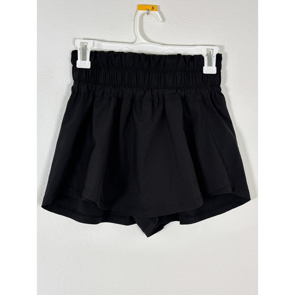 Unbranded Black High Waisted Paperbag Smocked Waist Flowy Shorts Small